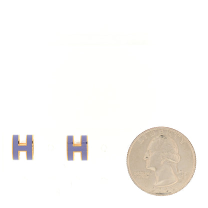 Hermes Rose Gold Lacquered Mini Pop H Earrings Lilac 2 of 4