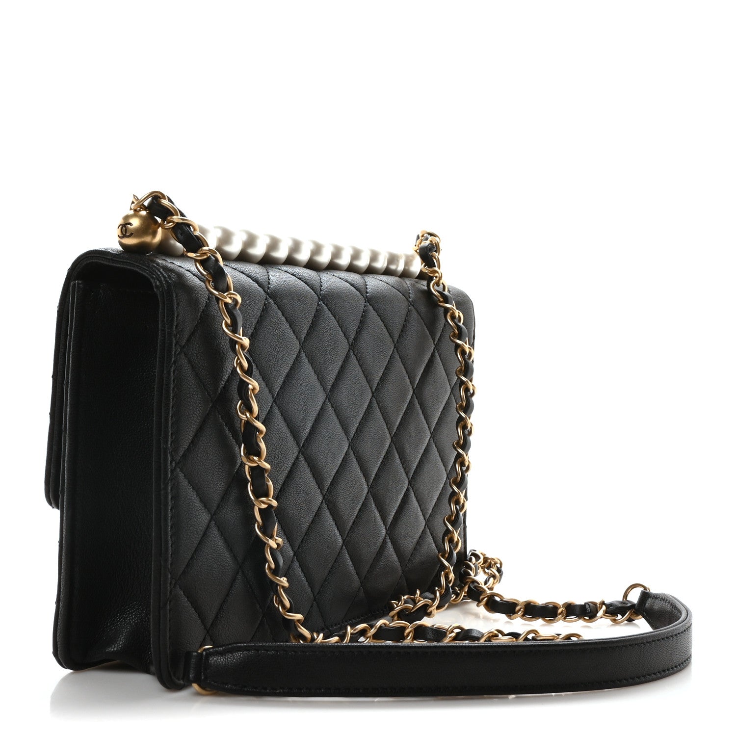 Chanel Goatskin Quilted Small Chic Pearls Flap Black 3 of 11