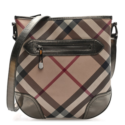 Burberry Patent Nova Check Dryden Crossbody Bag Pewter 1 of 8