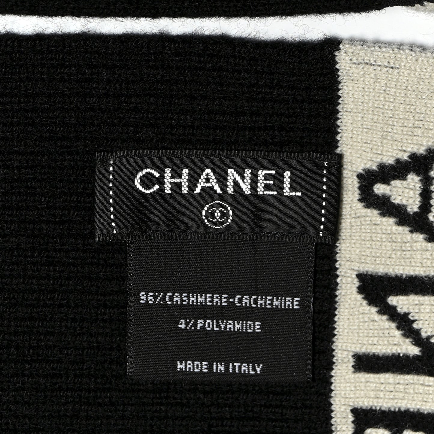Cashmere Logo Scarf Black White