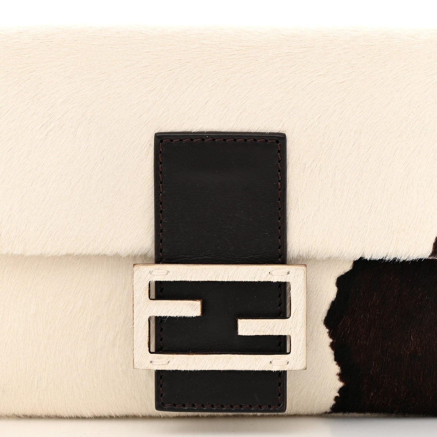 Calf Hair Baguette White Brown