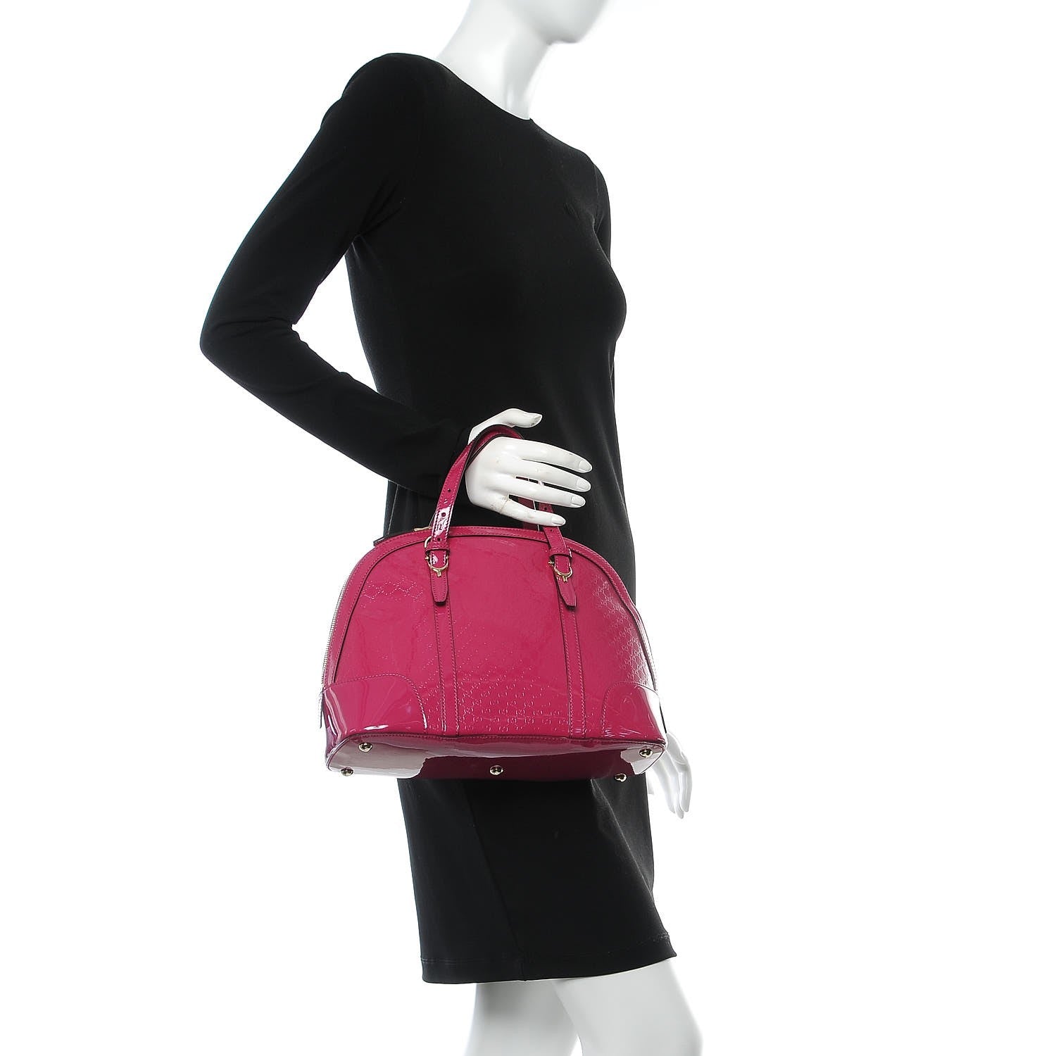 Gucci Patent Microguccissima Small Nice Top Handle Dome Bag Bright Bouganville 3 of 8