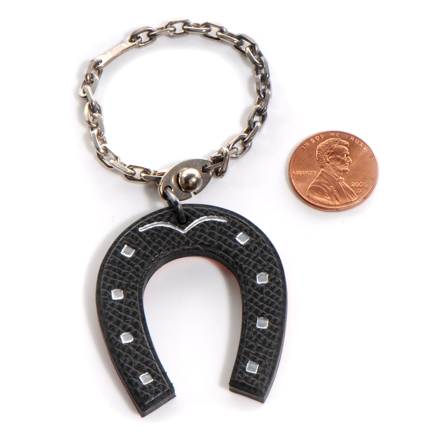 Epsom Lucky Horseshoe Key Ring Graphite Orange