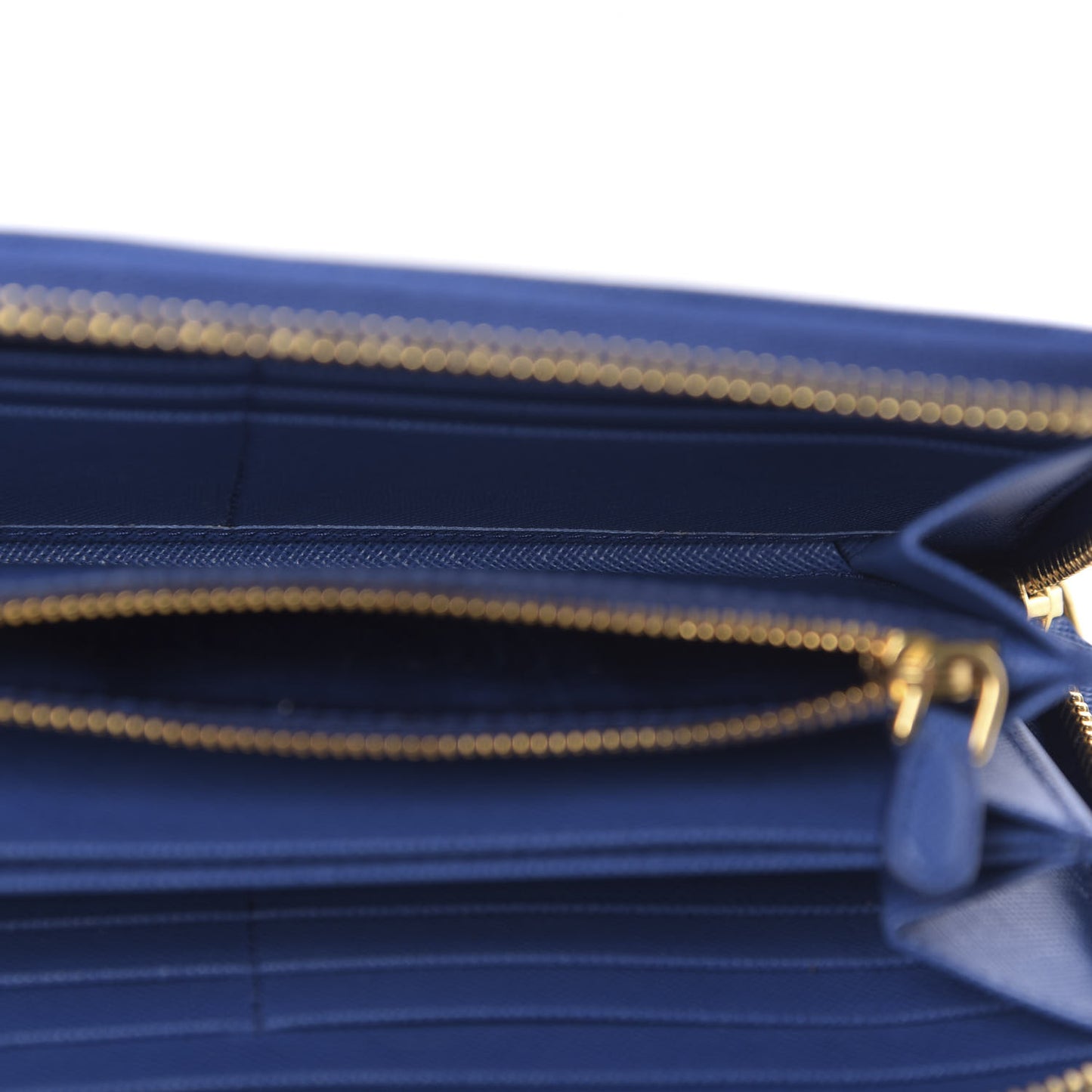 Saffiano Stripe Zip Around Wallet Azzurro Bluette