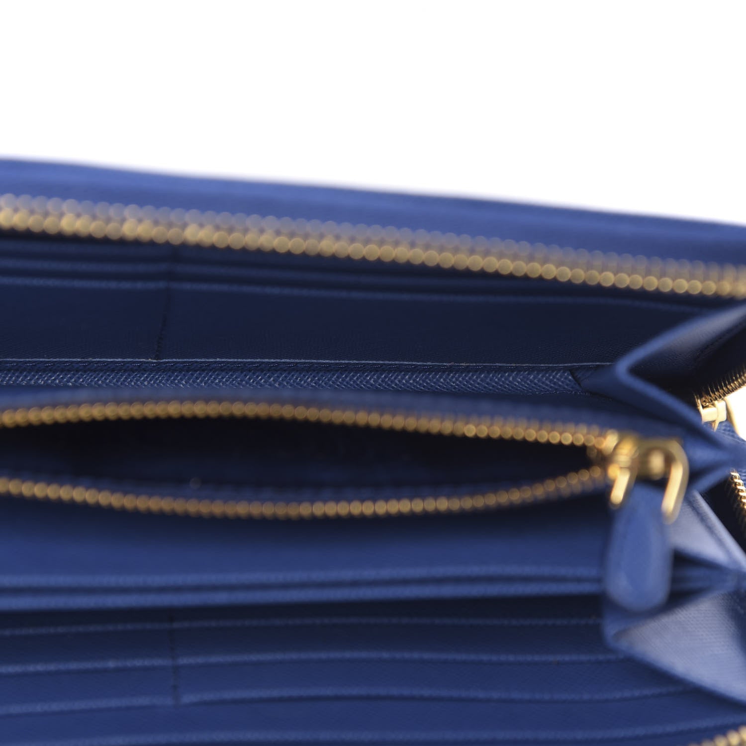 Prada Saffiano Stripe Zip Around Wallet Azzurro Bluette 5 of 10