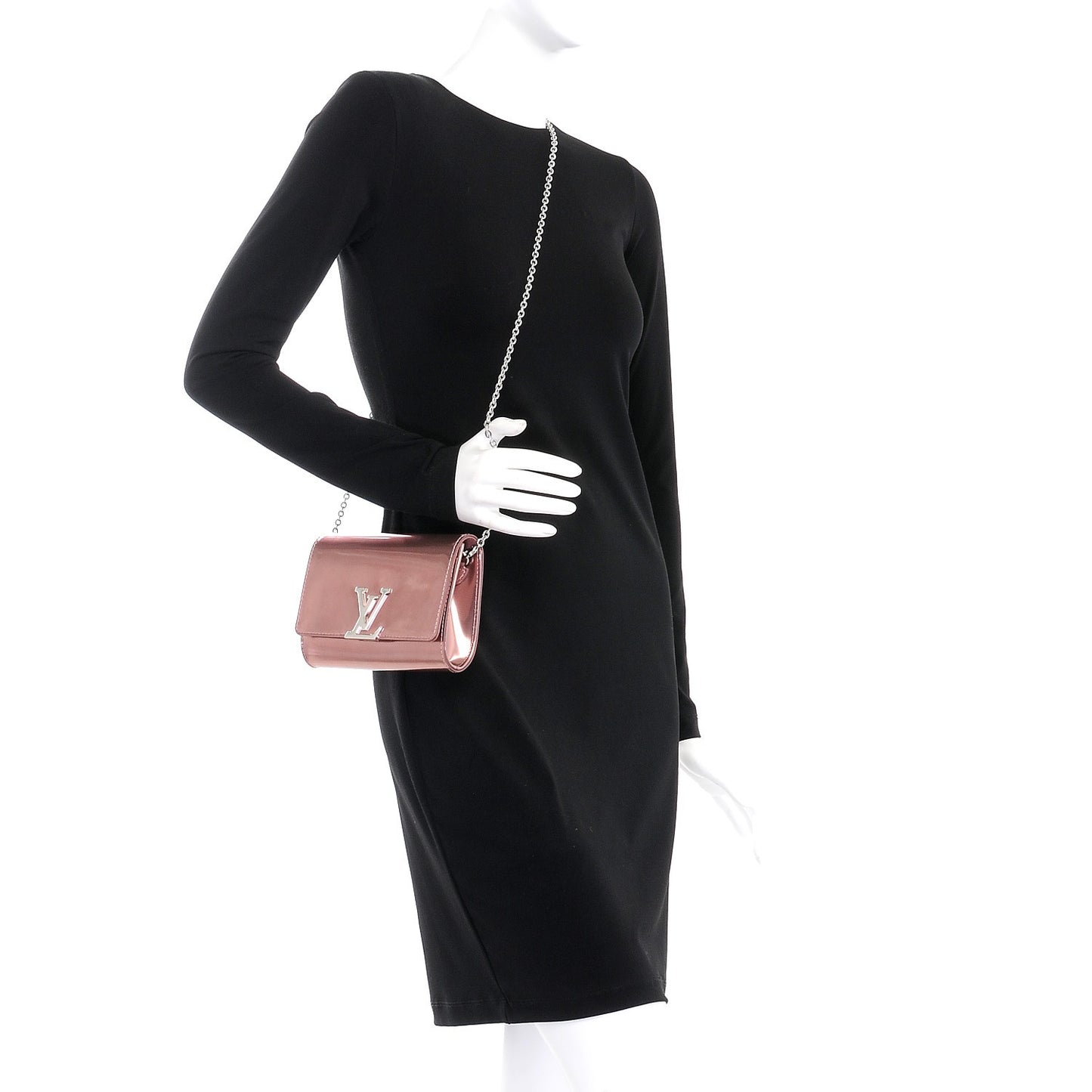 Patent Louise PM Chain Clutch Rose Cuivre