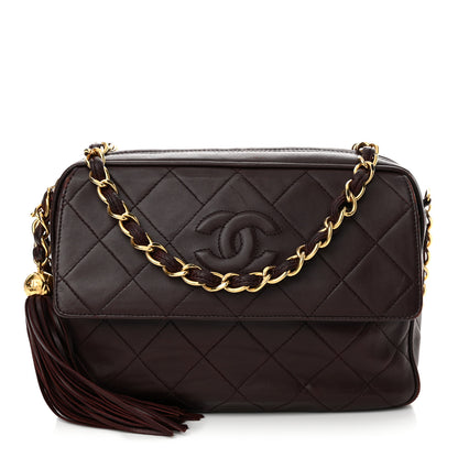 Chanel Lambskin Quilted Tassel CC Camera Case Burgundy 1 of 18