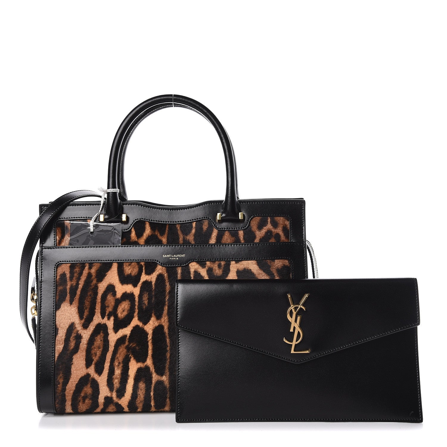 Saint Laurent Calf Hair Calfskin Monogram Medium Uptown Tote Black 6 of 13