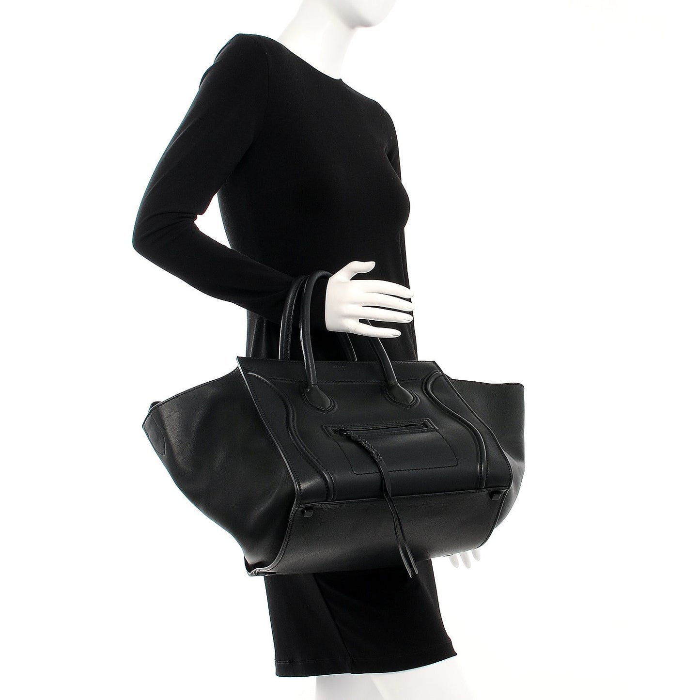 Smooth Calfskin Medium Phantom Luggage Black