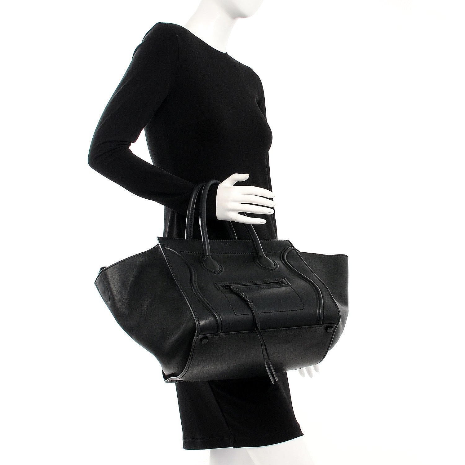 Celine Smooth Calfskin Medium Phantom Luggage Black 2 of 8