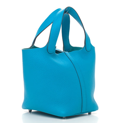 Hermes Taurillon Clemence Picotin Lock 18 PM Bleu Frida 2 of 9