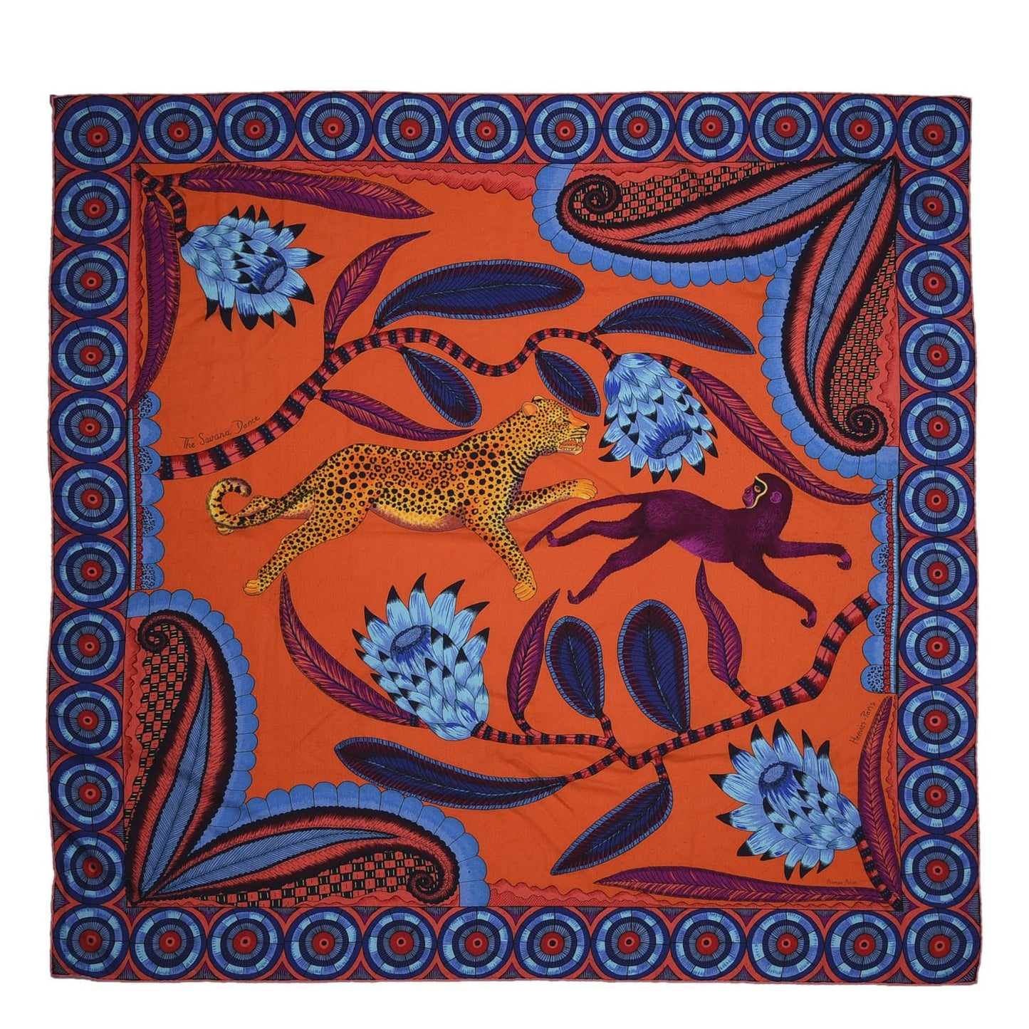 Cashmere Silk The Savana Dance Shawl 140 Vermillion Cobalt Violet