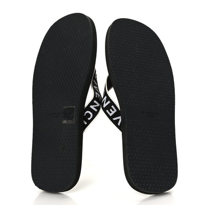 Givenchy Cotton Logo Thong Strap Sandals 41 Black White 5 of 7
