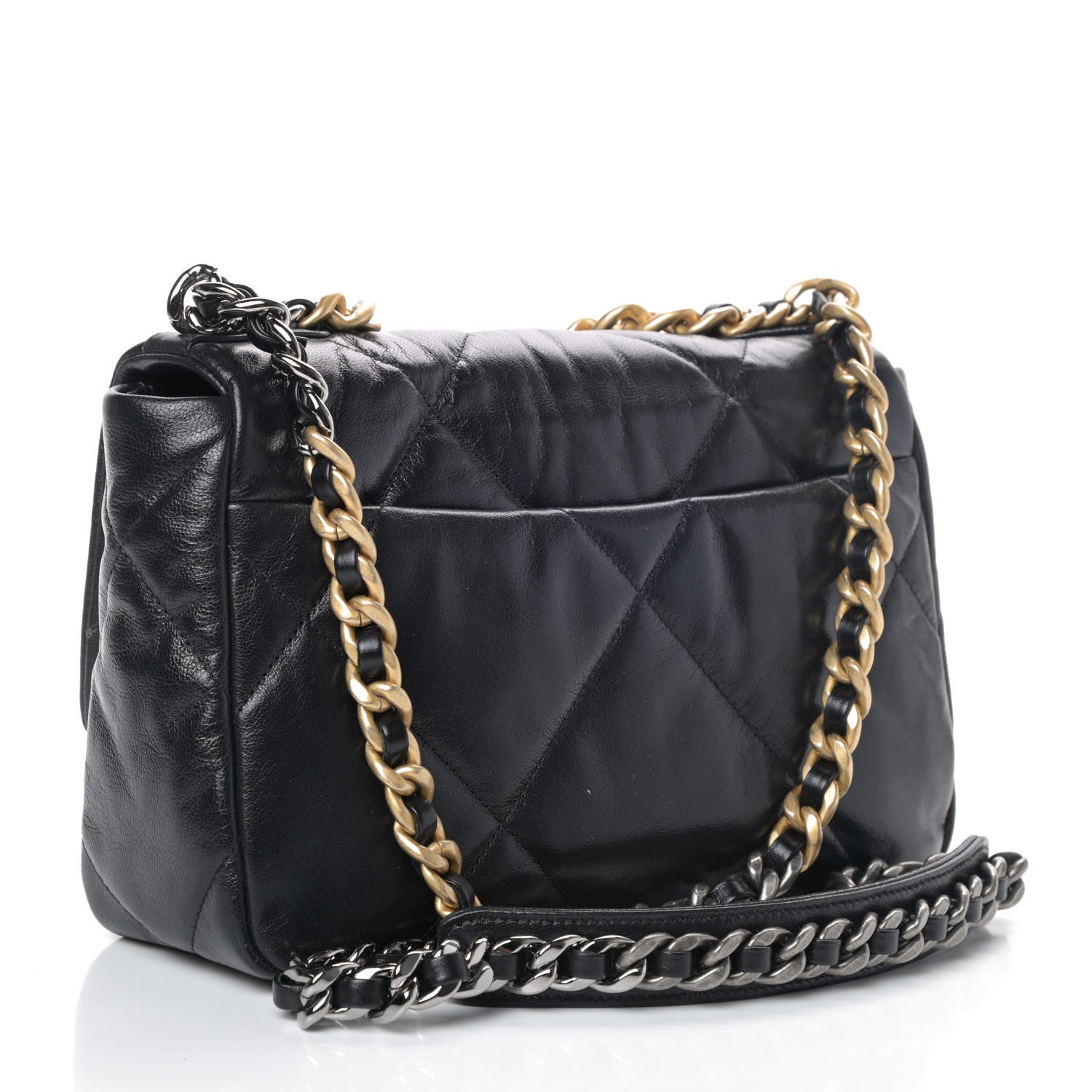 Chanel Shiny Goatskin Quilted Medium Chanel 19 Flap Black 2 of 4