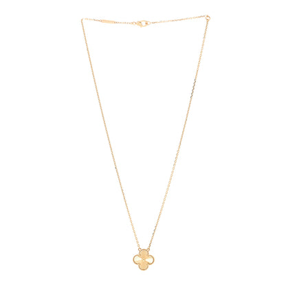 Van Cleef & Arpels 18K Yellow Gold Guilloche Vintage Alhambra Pendant Necklace 3 of 6