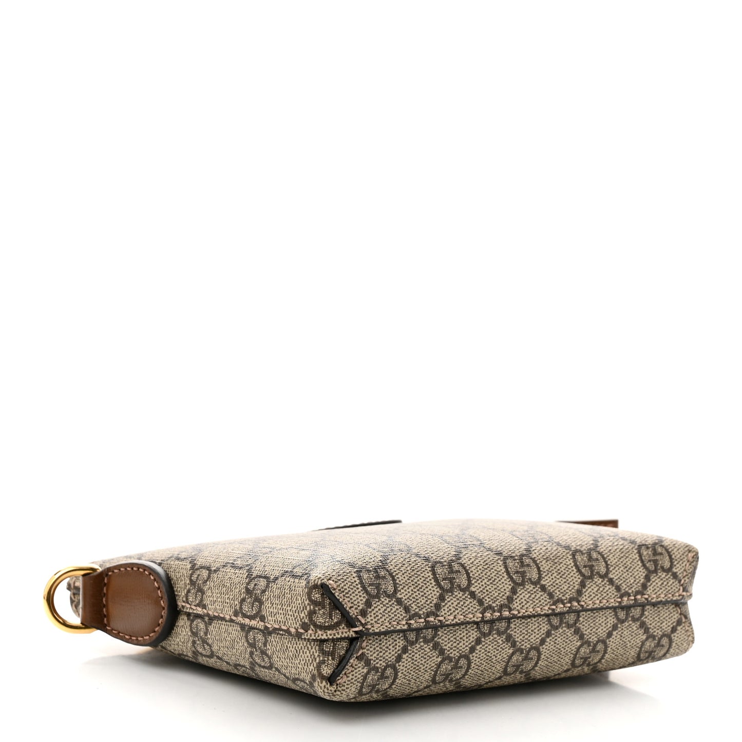 GG Supreme Monogram Azalea Calfskin Small Retro Interlocking G Wristlet Messenger Bag Beige Ebony Brown Sugar