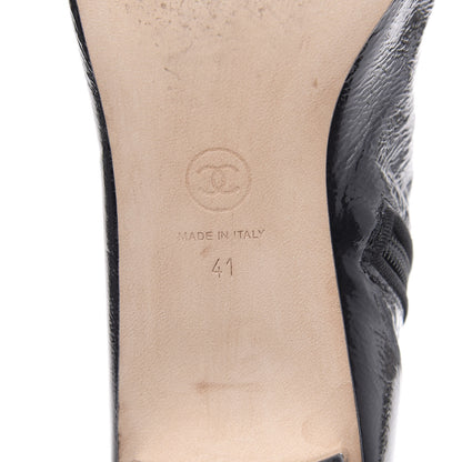 Chanel Patent Goatskin Grosgain Cap Toe Short Ankle Boots 41 Black 6 of 7