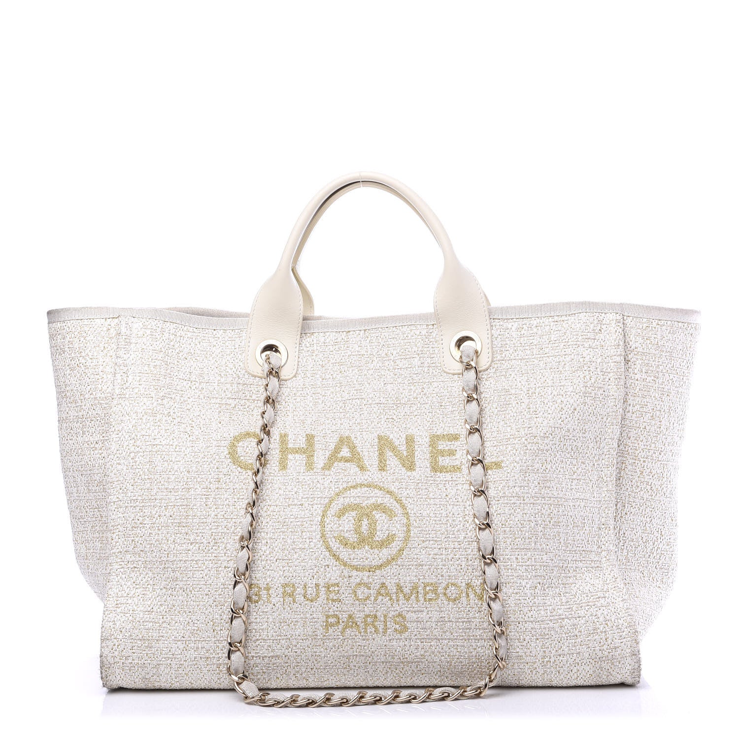 Chanel Lurex Boucle Medium Deauville Tote White 1 of 12