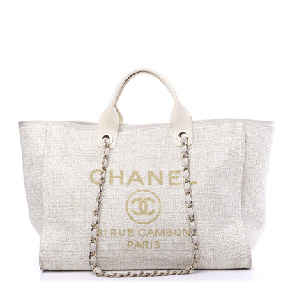 Chanel Lurex Boucle Medium Deauville Tote White 1 of 12