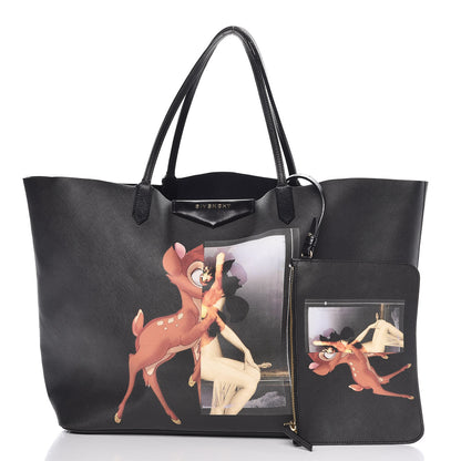 Givenchy Textured Coated Canvas Bambi Print Large Antigona Tote Black 3 of 17