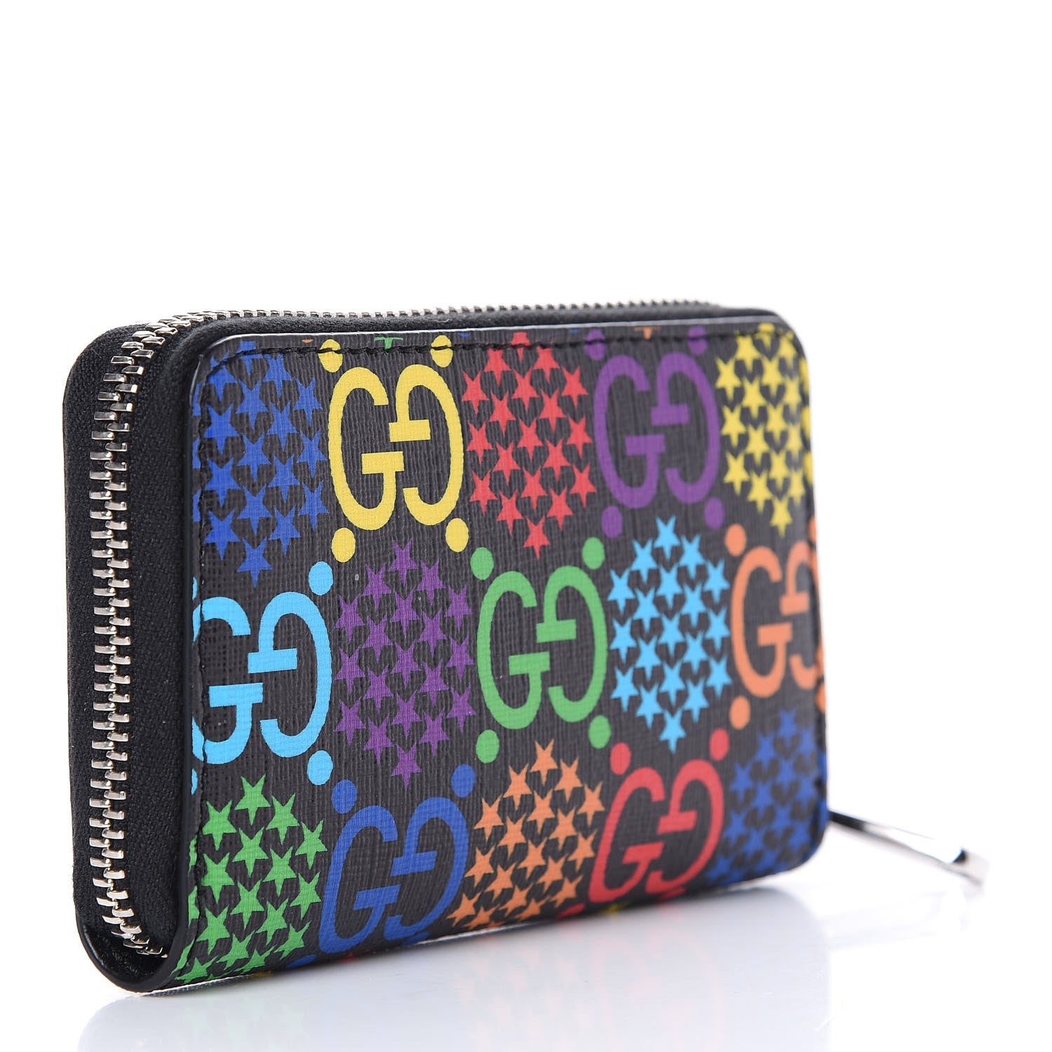 Gucci GG Supreme Monogram Psychedelic Zip Around Card Case Wallet Black 3 of 9