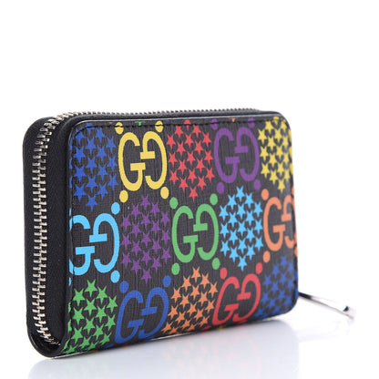 Gucci GG Supreme Monogram Psychedelic Zip Around Card Case Wallet Black 3 of 9