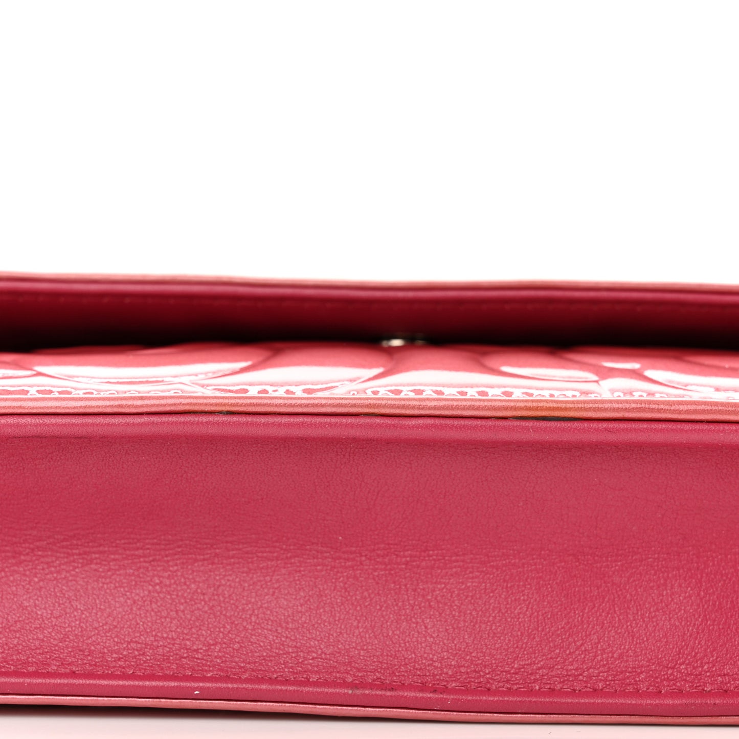 Patent Camellia Embossed Wallet on Chain WOC Rose