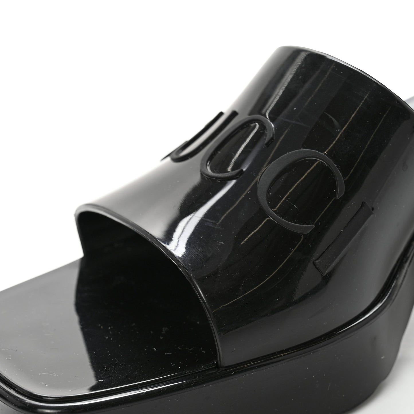 Rubber Gucci Logo Womens Platform 20/60mm Slide Sandals 41 Black