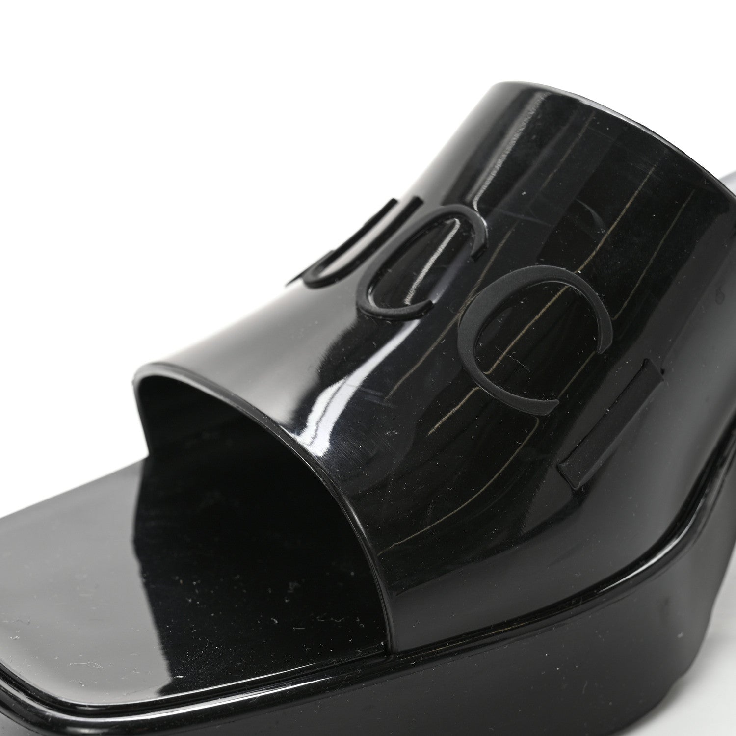 Gucci Rubber Gucci Logo Womens Platform 20/60mm Slide Sandals 41 Black 8 of 13