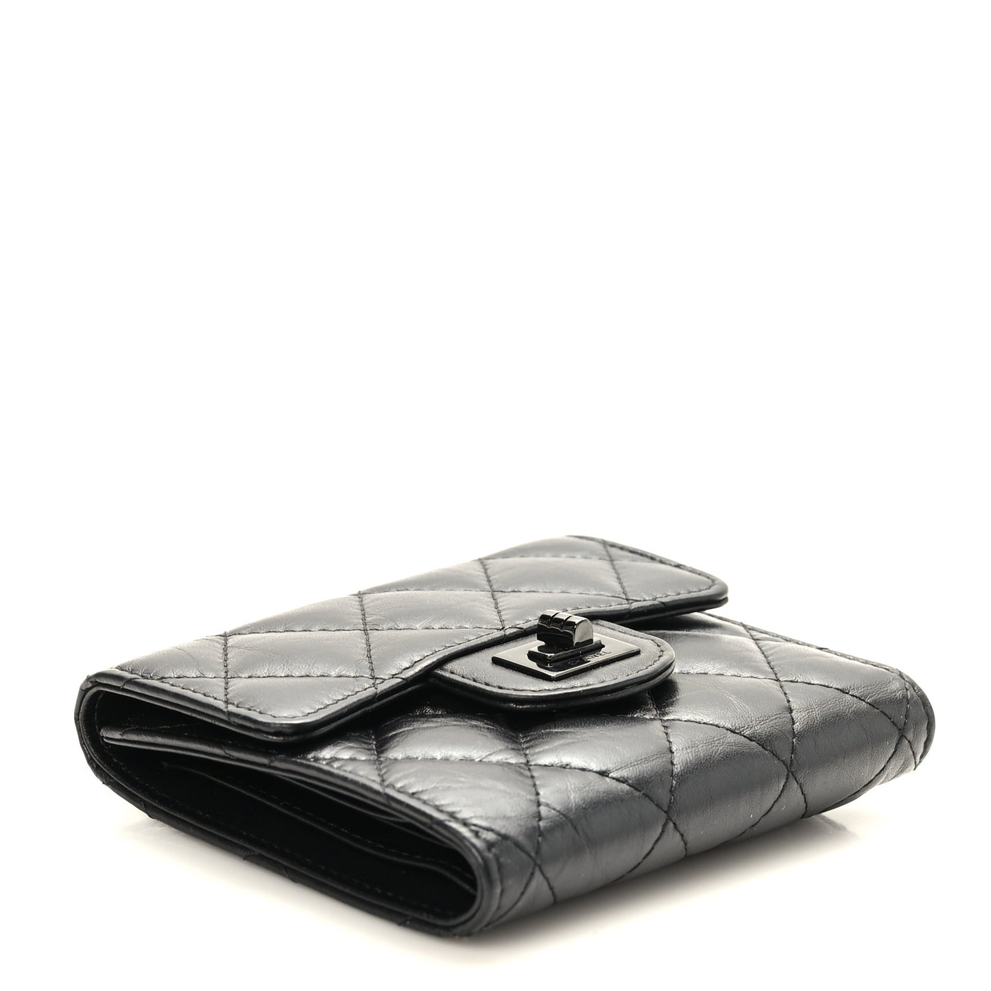 Aged Calfskin Quilted Reissue Compact Wallet So Black