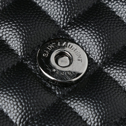 Saint Laurent Grain De Poudre Textured Mixed Matelasse Triquilt Medium Monogram Satchel Black 11 of 13