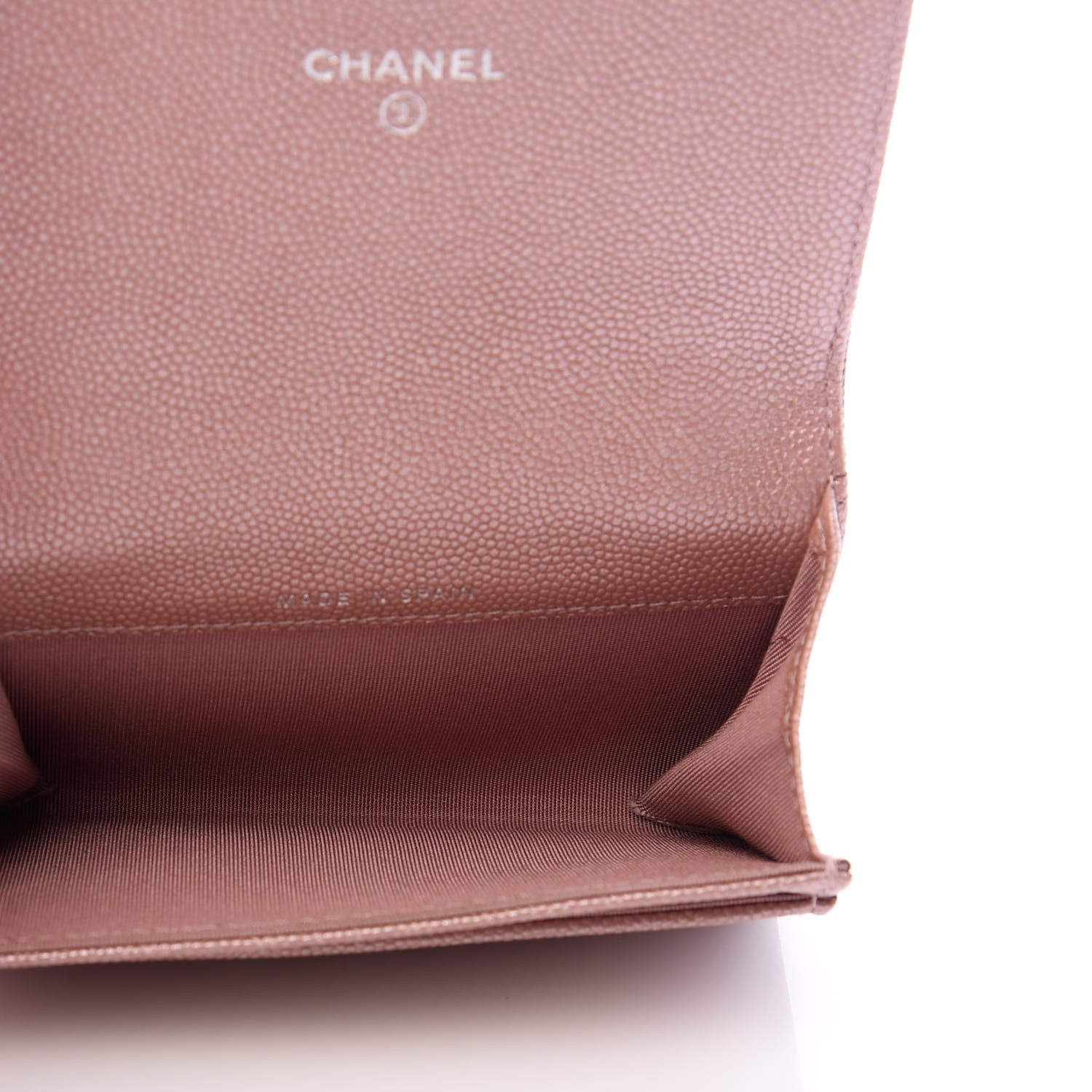 Chanel Metallic Caviar Chevron Quilted Vintage Mademoiselle Flap Card Holder Pink 5 of 9
