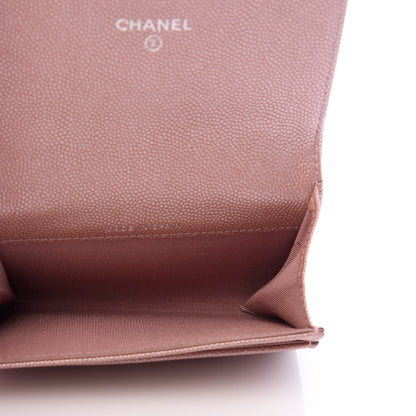 Chanel Metallic Caviar Chevron Quilted Vintage Mademoiselle Flap Card Holder Pink 5 of 9