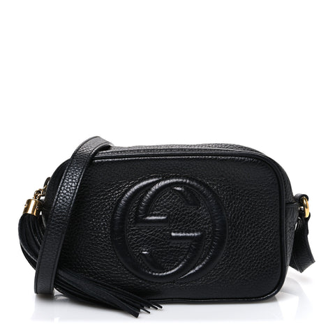 Pebbled Calfskin Small Soho Disco Bag Black