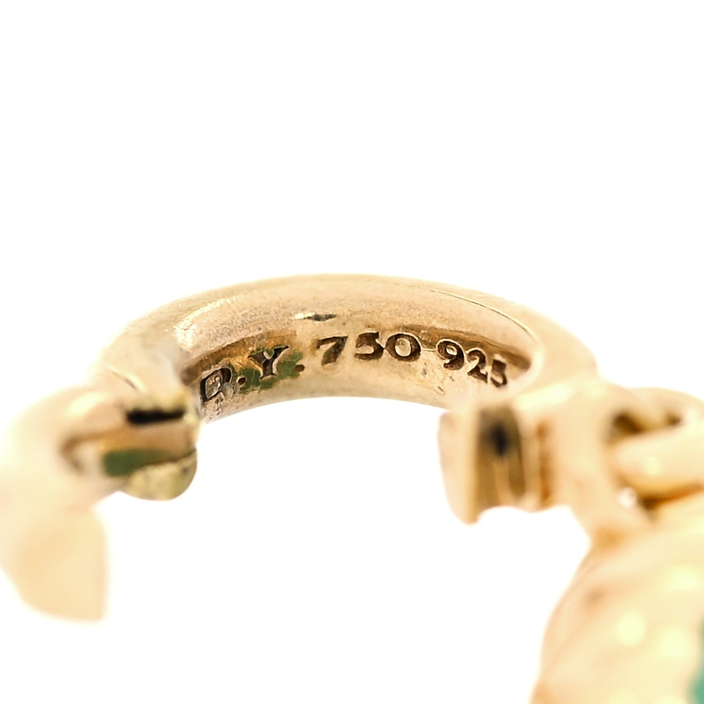18K Yellow Gold Diamond Enamel Cable Collectibles Enhancer Pendant Green