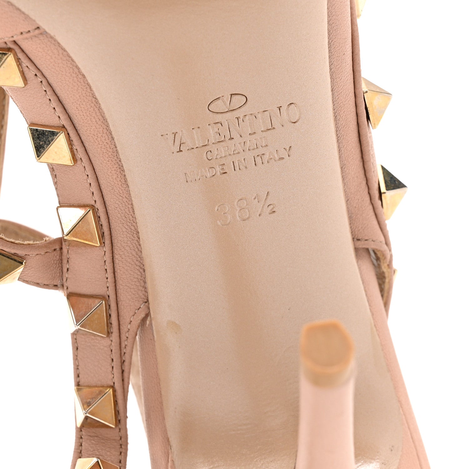 Valentino Garavani Calfskin Nappa Rockstud Ankle Strap Pumps 38.5 Poudre 7 of 12
