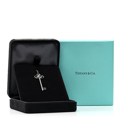 Tiffany 18K White Gold Diamond Fleur De Lis Key Pendant 4 of 4