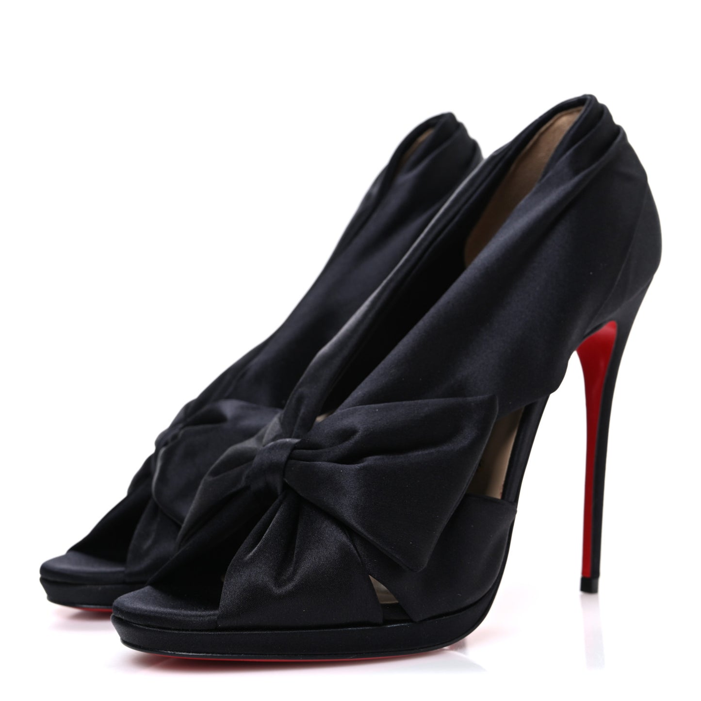 Satin Crepe Cosmolip Bow 120 Sandals 38.5 Black