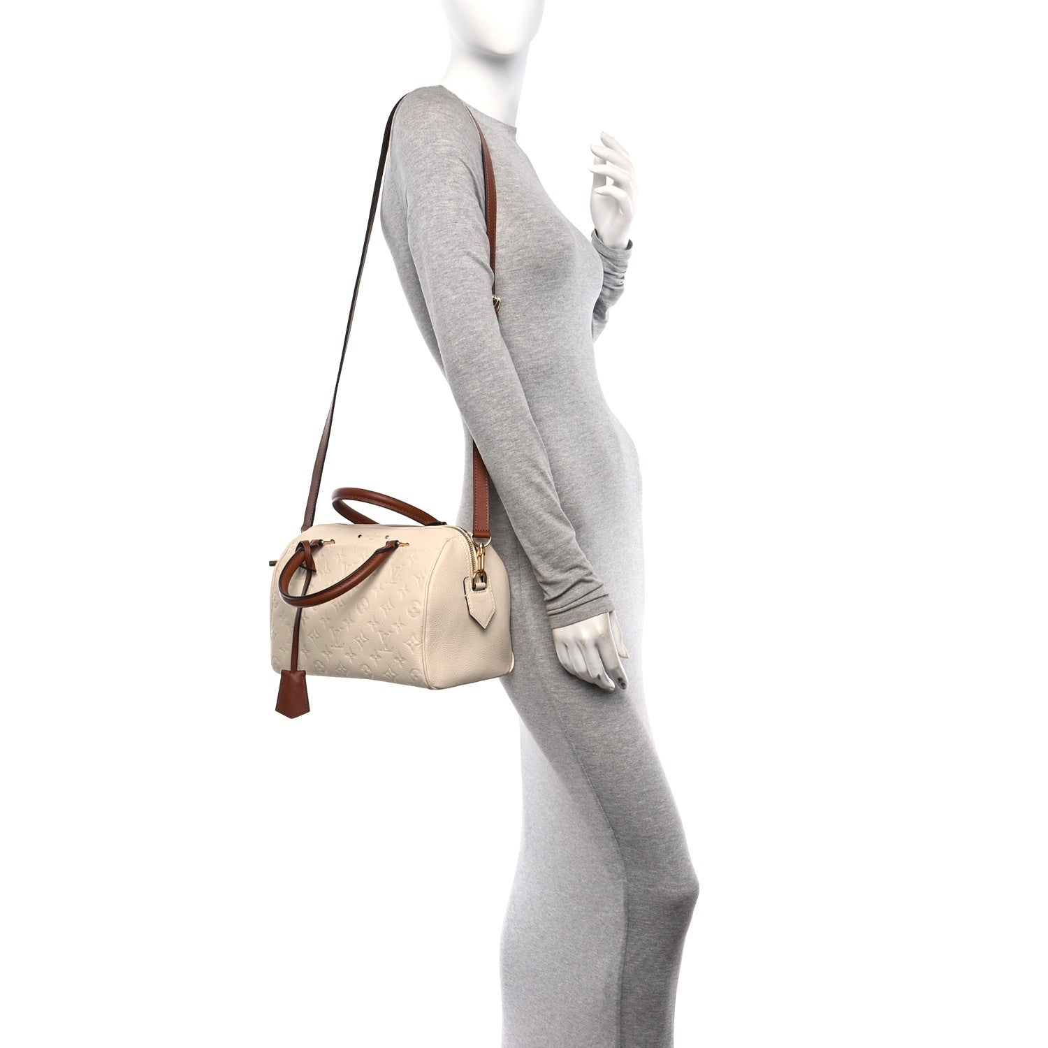 Louis Vuitton Empreinte Calfskin Speedy Bandouliere 25 NM Creme Caramel 2 of 12