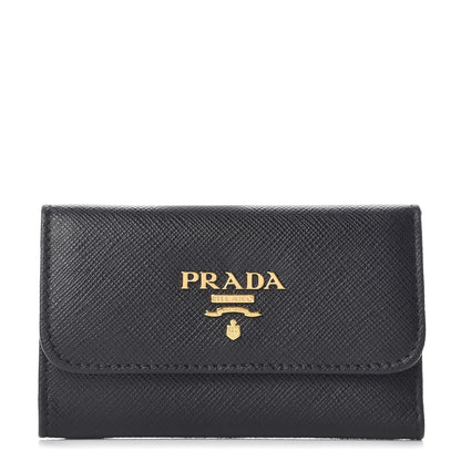Prada Saffiano Metal 6 Key Holder Black 1 of 8