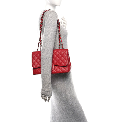 Chanel Caviar Quilted Jumbo Single Flap Red 3 of 11