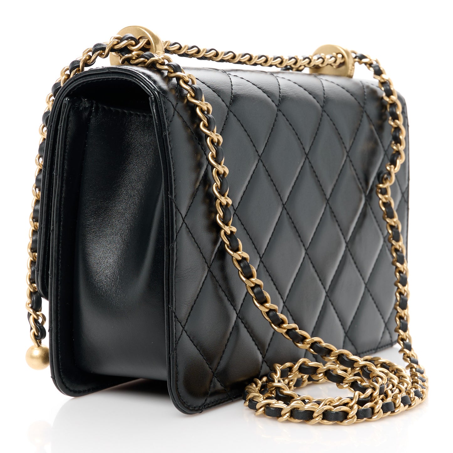 Calfskin Quilted Perfect Fit Flap Black