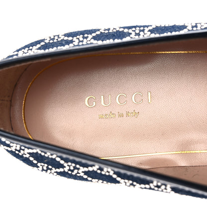 Gucci Denim Crystal GG Monogram Horsebit Womens Jordaan Loafers 39.5 Deep Blue Blue Milad 9 of 12