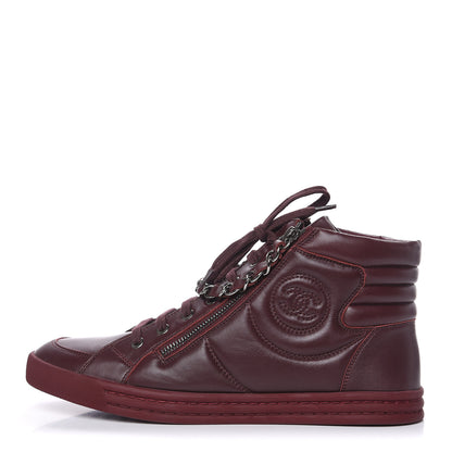 Chanel Lambskin Zipped Chain CC Sneakers 41 Burgundy 1 of 10