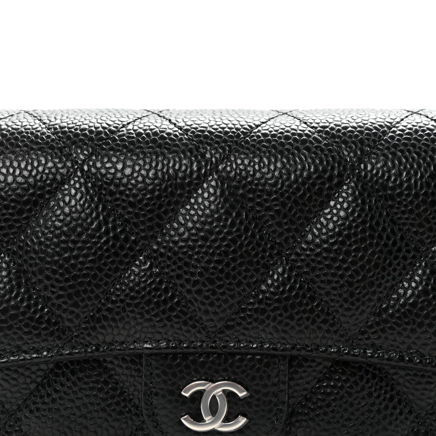 Caviar Quilted Large Gusset Flap Wallet Black