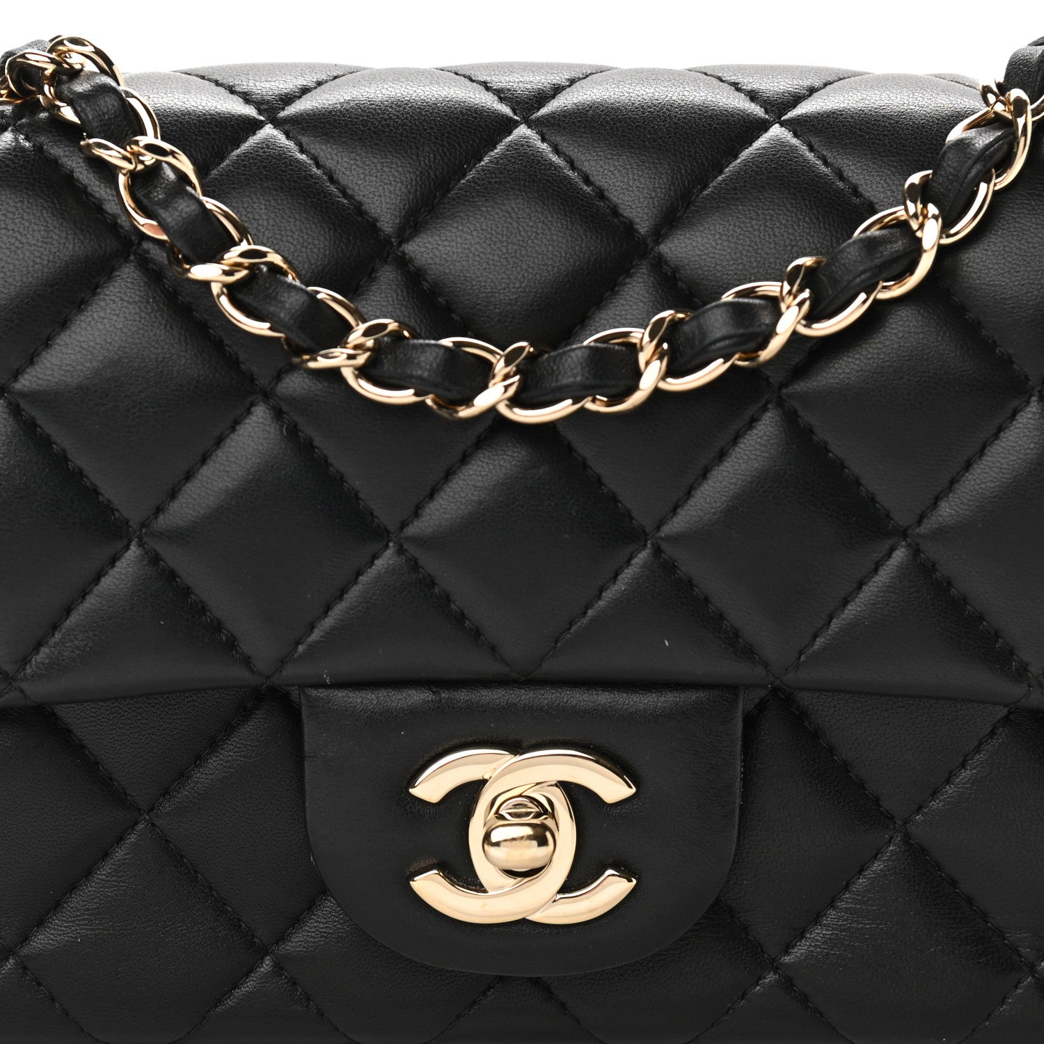 Chanel Lambskin Quilted Mini Rectangular Flap Black 8 of 12