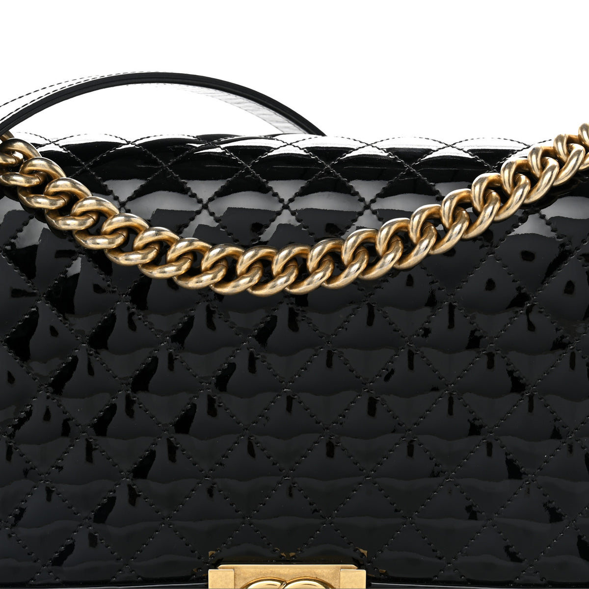 Chanel Patent Calfskin Quilted New Medium Boy Flap Black 8 of 10