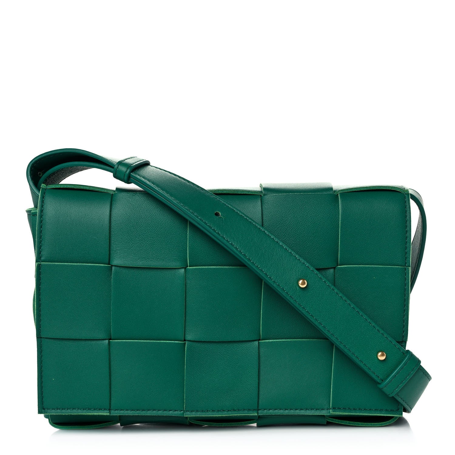 Bottega Veneta Lambskin Maxi Intrecciato Cassette Crossbody Bag Racing Green 1 of 11