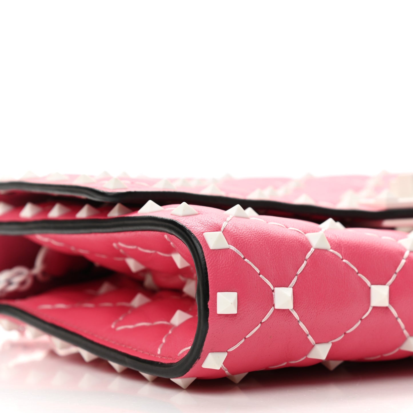 Lambskin Free Rockstud Spike Wallet On Chain Shadow Pink