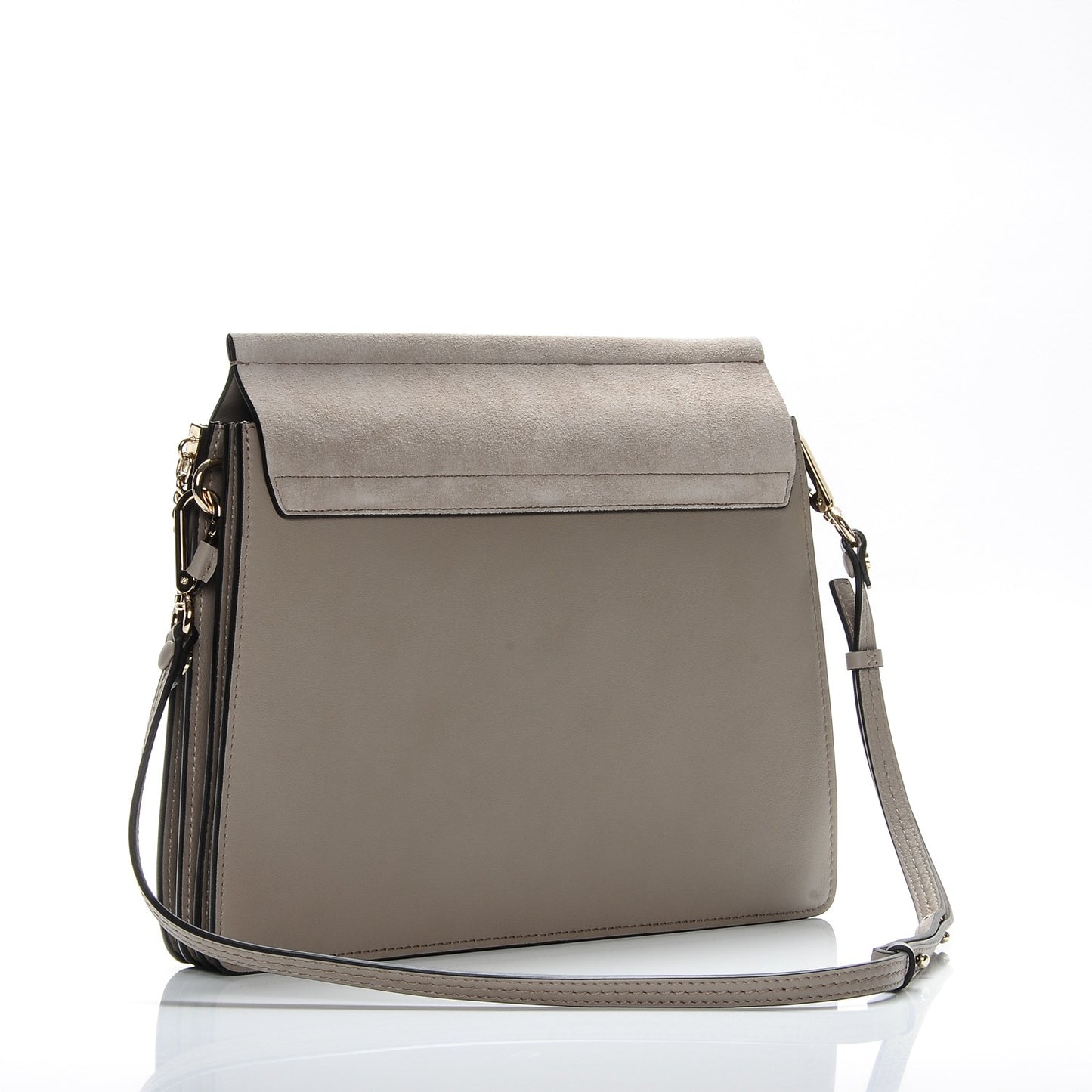 Calfskin Suede Medium Faye Shoulder Bag Motty Grey